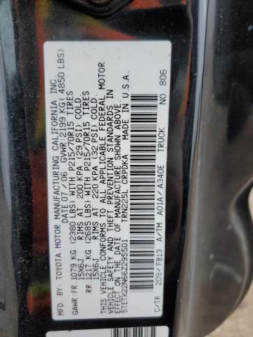 5TETX22N66Z295501 - 2006 TOYOTA TACOMA ACCESS CAB შავი ფოტო 13