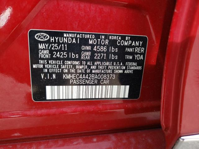 KMHEC4A42BA008373 - 2011 HYUNDAI SONATA HYBRID RED photo 13