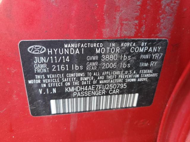 KMHDH4AE7FU250795 - 2015 HYUNDAI ELANTRA SE RED photo 12