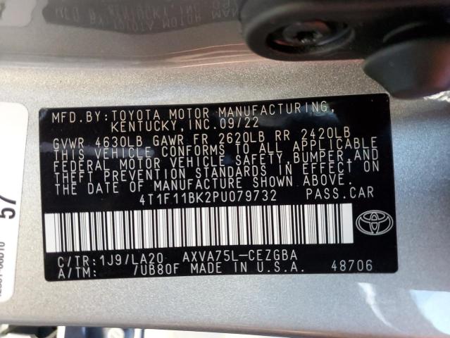 4T1F11BK2PU079732 - 2023 TOYOTA CAMRY XLE GRAY photo 12