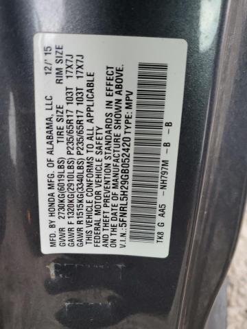 5FNRL5H29GB052420 - 2016 HONDA ODYSSEY LX GRAY photo 13