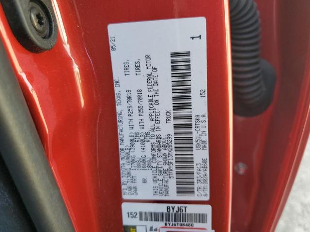 5TFRY5F13MX285299 - 2021 TOYOTA TUNDRA DOUBLE CAB SR/SR5 RED photo 12