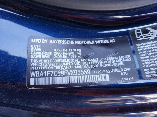 WBA1F7C59FVX95559 - 2015 BMW 228 XI BLUE photo 13