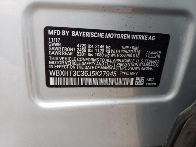 WBXHT3C36J5K27945 - 2018 BMW X1 XDRIVE28I SILVER photo 14