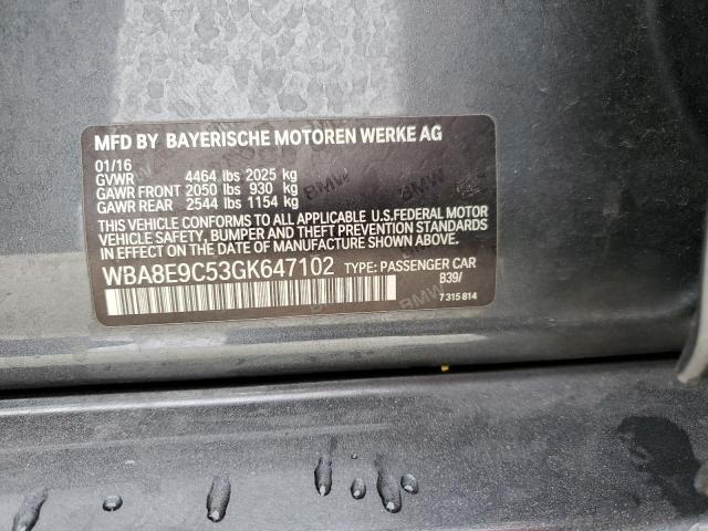 WBA8E9C53GK647102 - 2016 BMW 328 I SULEV GRAY photo 13