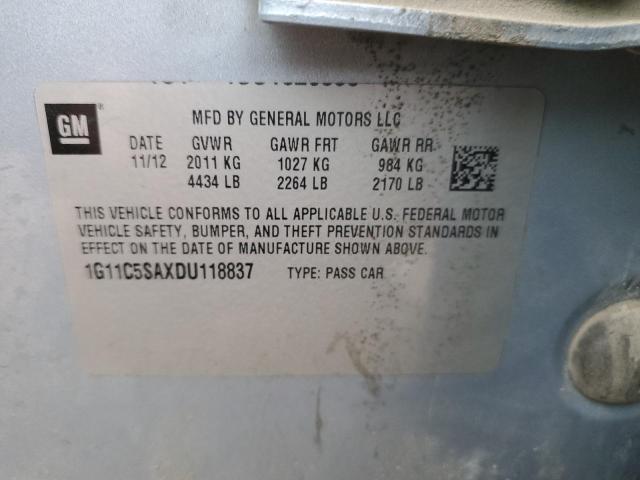 1G11C5SAXDU118837 - 2013 CHEVROLET MALIBU 1LT Turkusowy zdjęcie 12