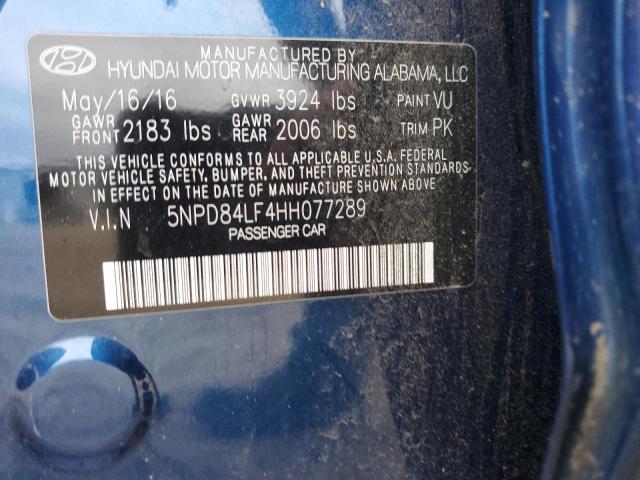 5NPD84LF4HH077289 - 2017 HYUNDAI ELANTRA SE BLUE photo 12