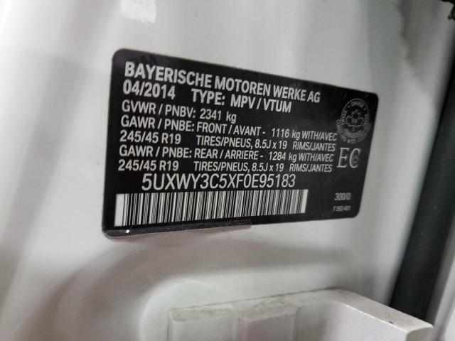 5UXWY3C5XF0E95183 - 2015 BMW X3 XDRIVE28D WHITE photo 14