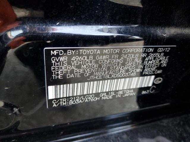 JTHCE1BLXD5003748 - 2013 LEXUS GS 350 BLACK photo 12