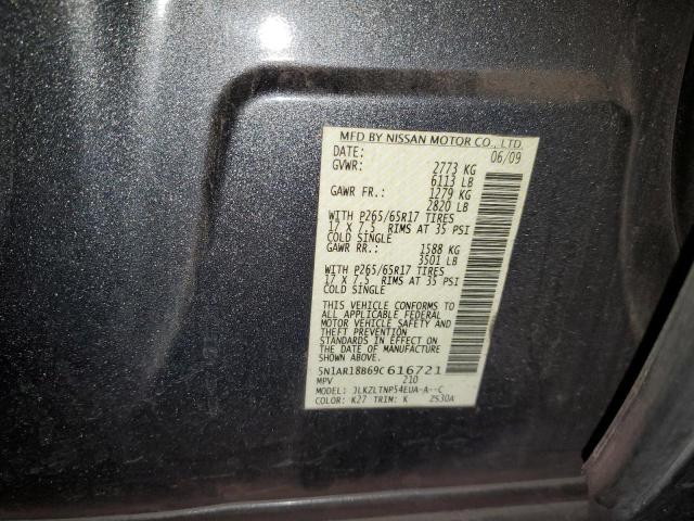 5N1AR18B69C616721 - 2009 NISSAN PATHFINDER S 石墨色 照片 12