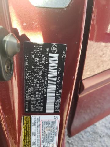 4T1BE32K04U320505 - 2004 TOYOTA CAMRY LE BURGUNDY photo 12