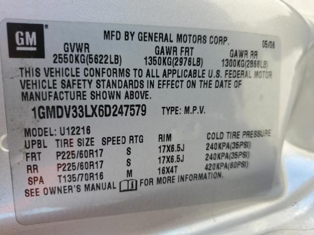 1GMDV33LX6D247579 - 2006 PONTIAC MONTANA SV6 SILVER photo 13