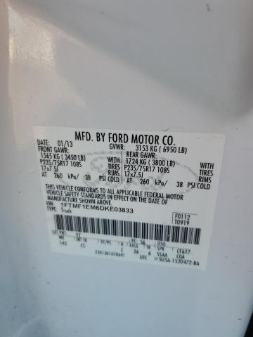 1FTMF1EM6DKE03833 - 2013 FORD F150 WHITE photo 12