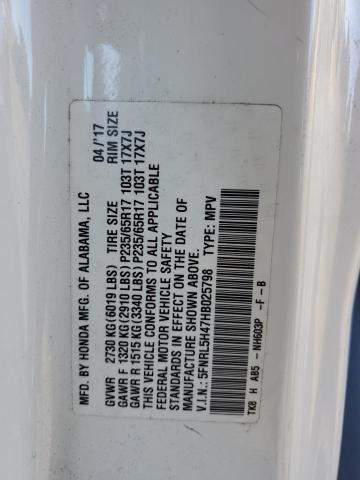 5FNRL5H47HB025798 - 2017 HONDA ODYSSEY EX WHITE photo 13