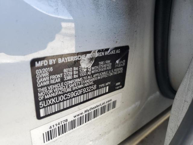 5UXKU0C59G0F93258 - 2016 BMW X6 SDRIVE35I WHITE photo 14