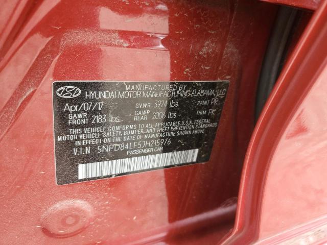 5NPD84LF5JH215976 - 2018 HYUNDAI ELANTRA SEL RED photo 12