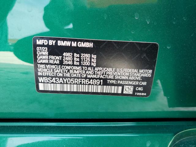 WBS43AY05RFR64891 - 2024 BMW M3 COMPETITION GREEN photo 12
