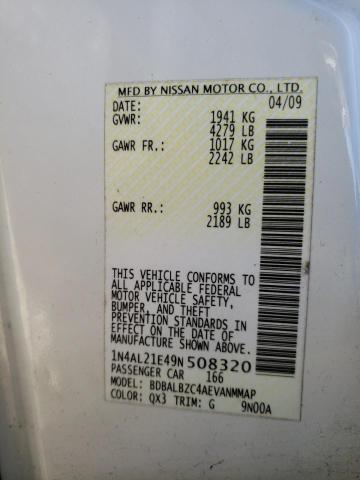 1N4AL21E49N508320 - 2009 NISSAN ALTIMA 2.5 WHITE photo 13