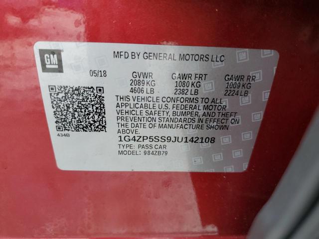 1G4ZP5SS9JU142108 - 2018 BUICK LACROSSE ESSENCE RED photo 12