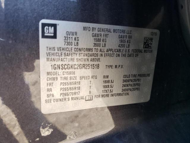 1GNSCGKC2GR251518 - 2016 CHEVROLET SUBURBAN C1500  LS GRAY photo 13