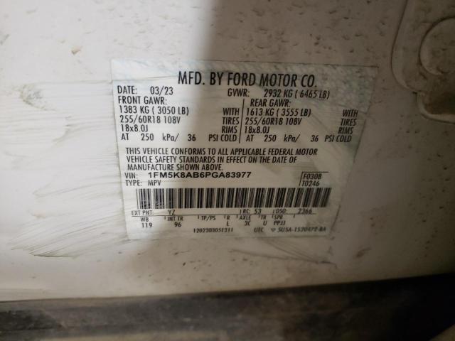 1FM5K8AB6PGA83977 - 2023 FORD EXPLORER POLICE INTERCEPTOR Ağ foto 12