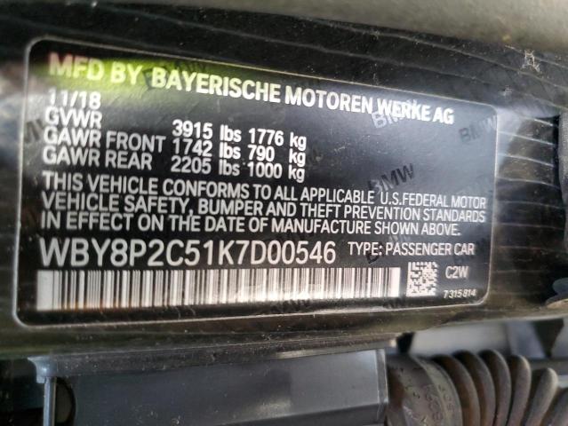 WBY8P2C51K7D00546 - 2019 BMW I3 BEV BLACK photo 12