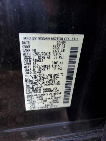 1N6BA07BX6N520664 - 2006 NISSAN TITAN XE 黑色 照片 12