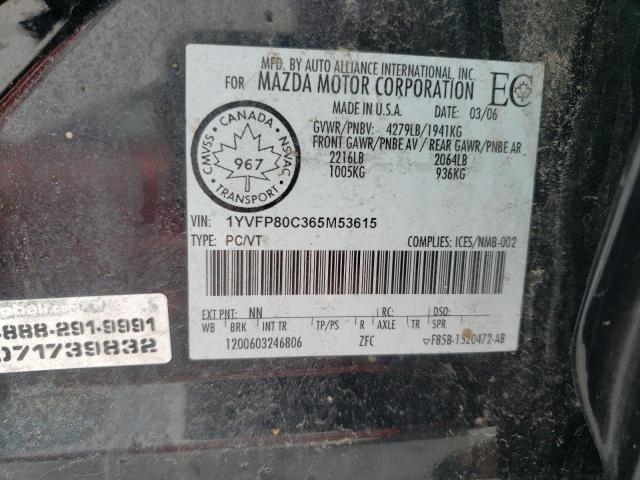 1YVFP80C365M53615 - 2006 MAZDA 6 I BLACK photo 13