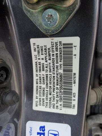 19XFC2F55GE066867 - 2016 HONDA CIVIC LX GRAY photo 13