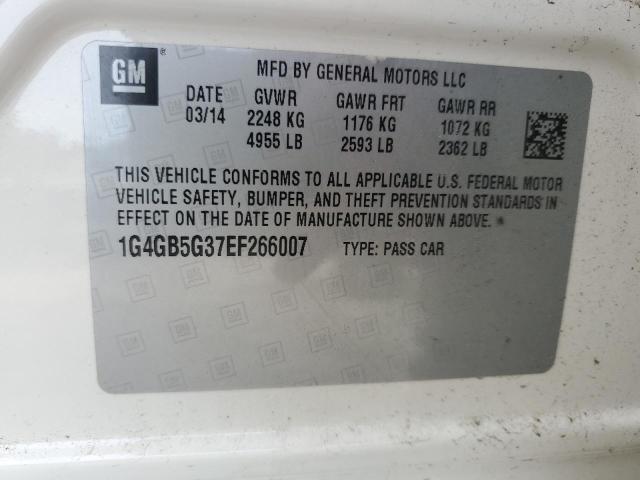 1G4GB5G37EF266007 - 2014 BUICK LACROSSE CREAM photo 12