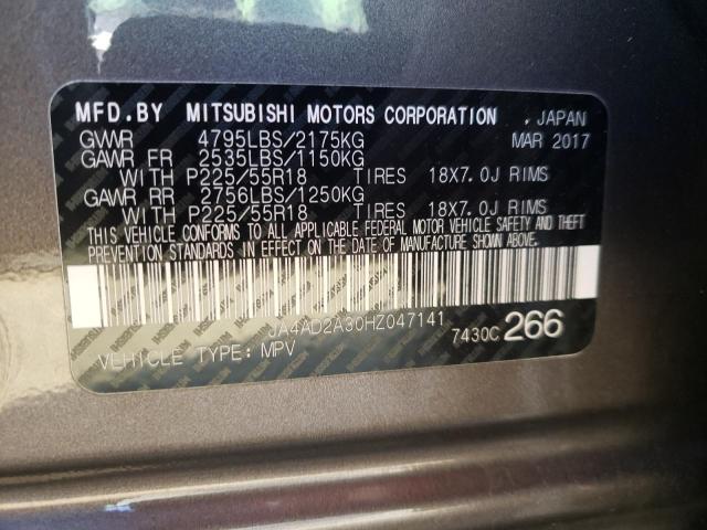 JA4AD2A30HZ047141 - 2017 MITSUBISHI OUTLANDER ES GRAY photo 12