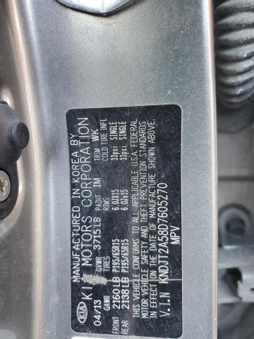 KNDJT2A58D7605270 - 2013 KIA SOUL GRAY photo 13