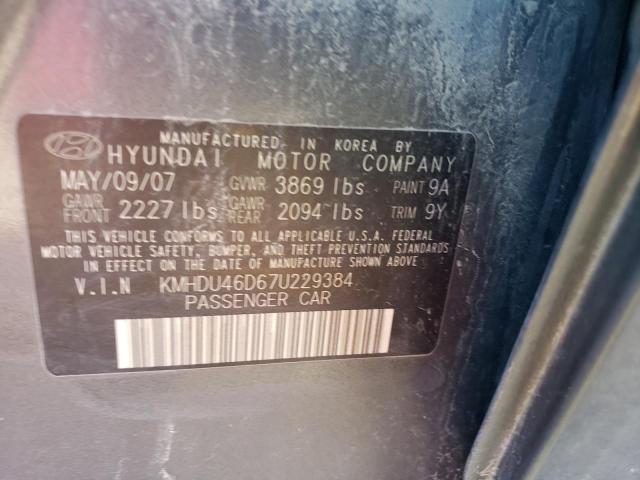 KMHDU46D67U229384 - 2007 HYUNDAI ELANTRA GLS GRAY photo 12