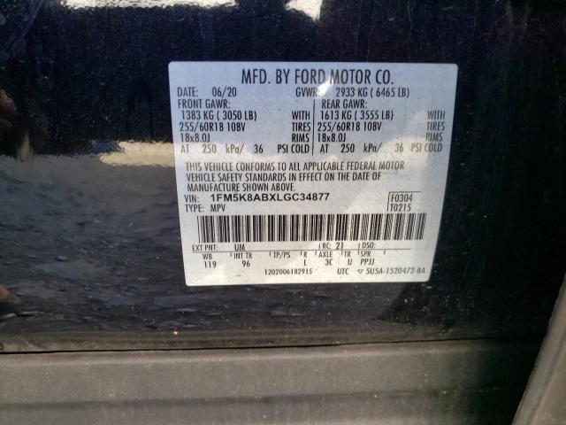 1FM5K8ABXLGC34877 - 2020 FORD EXPLORER POLICE INTERCEPTOR BLACK photo 13