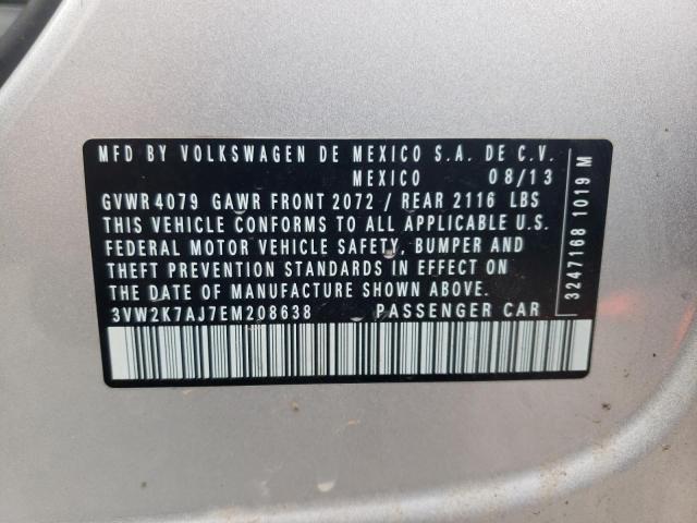 3VW2K7AJ7EM208638 - 2014 VOLKSWAGEN JETTA BASE 银色 照片 13