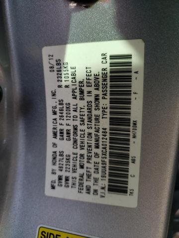 19UUA9F5XCA012484 - 2012 ACURA TL SILVER photo 12