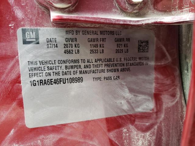 1G1RA6E46FU108989 - 2015 CHEVROLET VOLT RED photo 13