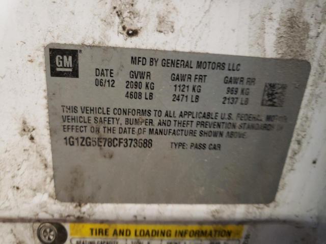 1G1ZG5E78CF373688 - 2012 CHEVROLET MALIBU LTZ თეთრი ფოტო 12