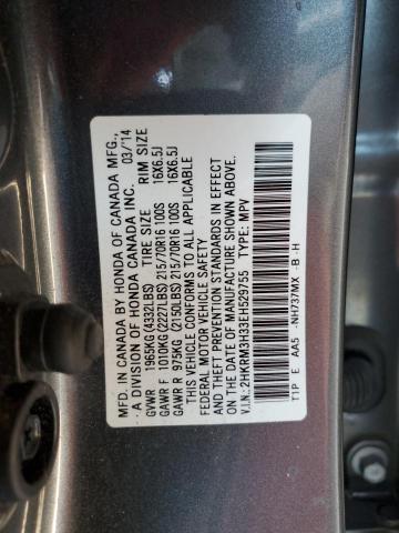 2HKRM3H33EH529755 - 2014 HONDA CR-V LX GRAY photo 13