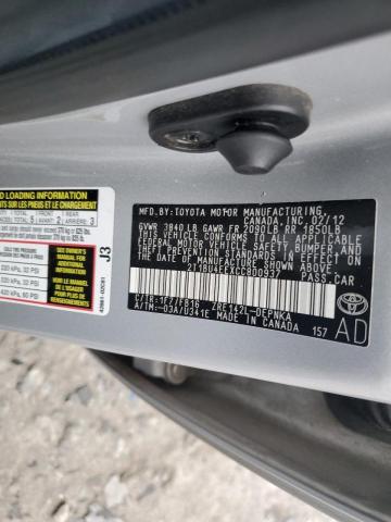 2T1BU4EEXCC800937 - 2012 TOYOTA COROLLA BASE SILVER photo 13