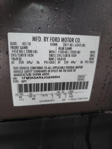 1FM5K8AR4JGA99504 - 2018 FORD EXPLORER POLICE INTERCEPTOR GRAY photo 13