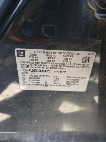 2GNALDEK7C6354520 - 2012 CHEVROLET EQUINOX LT CHARCOAL photo 12