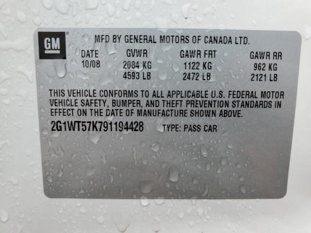 2G1WT57K791194428 - 2009 CHEVROLET IMPALA 1LT WHITE photo 13