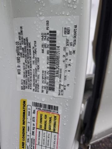 3LN6L2GK0DR812114 - 2013 LINCOLN MKZ WHITE photo 12