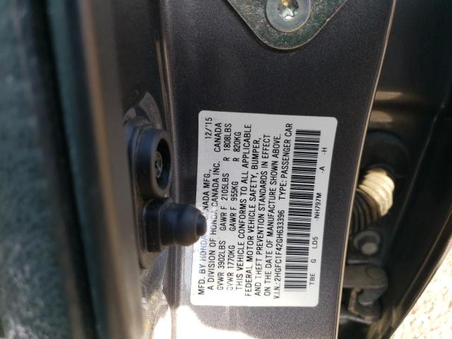 2HGFC1F42GH633396 - 2016 HONDA CIVIC EX GRAY photo 12