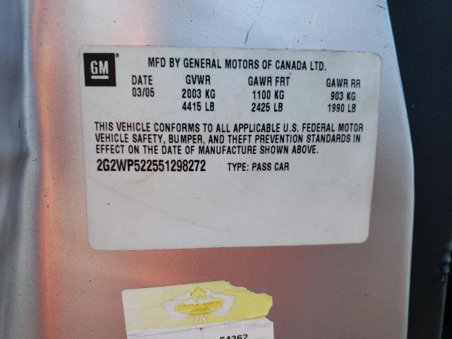 2G2WP522551298272 - 2005 PONTIAC GRAND PRIX SILVER photo 12