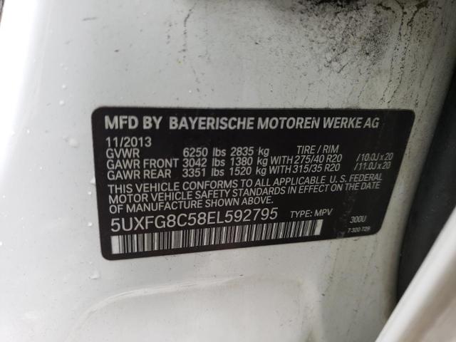 5UXFG8C58EL592795 - 2014 BMW X6 XDRIVE50I WHITE photo 12