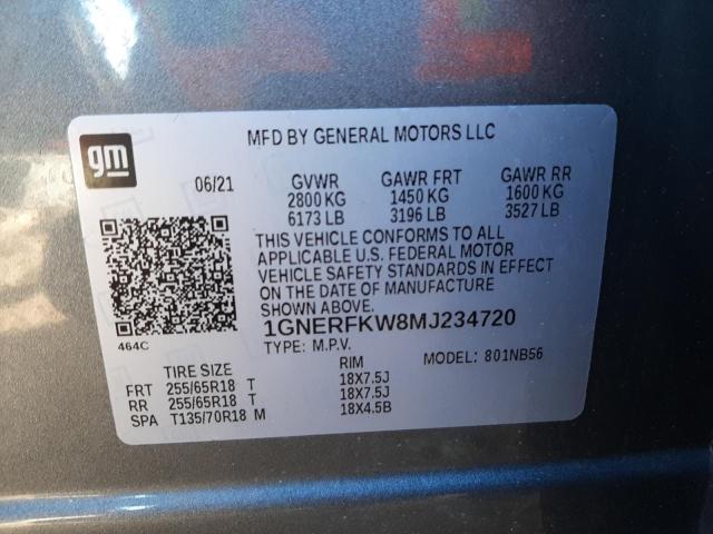 1GNERFKW8MJ234720 - 2021 CHEVROLET TRAVERSE LS GRAY photo 12