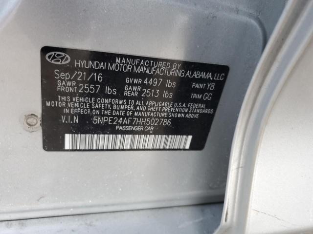 5NPE24AF7HH502786 - 2017 HYUNDAI SONATA SE SILVER photo 12