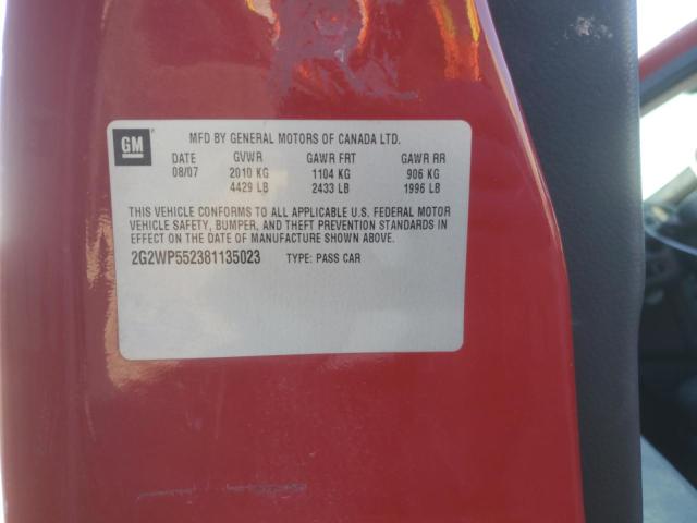 2G2WP552381135023 - 2008 PONTIAC GRAND PRIX 红色 照片 12